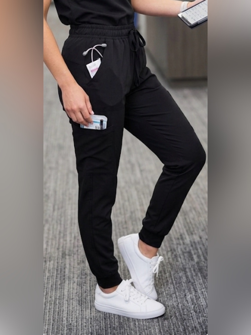 Women's Black Drawstring Cargo Crop Pants